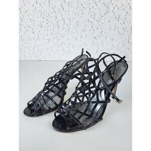 Giavito Rossi Black Patent Strappy Pumps Sandals Size 41